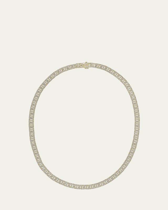 14K Yellow Gold Flawless Mykonos Necklace with Diamond Pave, 16"L
